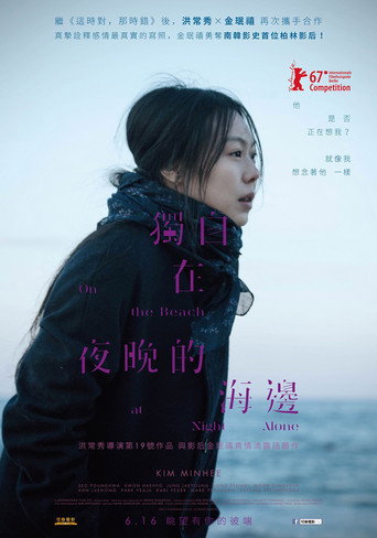 独自在夜晚的海边海报
